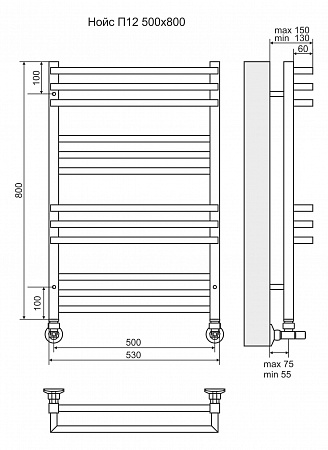 Нойс П12 500х800 Полотенцесушитель  TERMINUS Уфа - фото 3