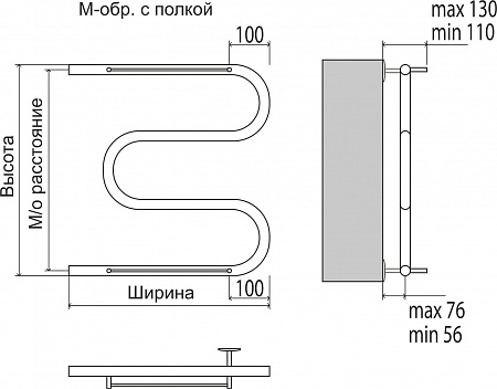 М-обр с/п AISI 32х2 500х400 Полотенцесушитель  TERMINUS Уфа - фото 3