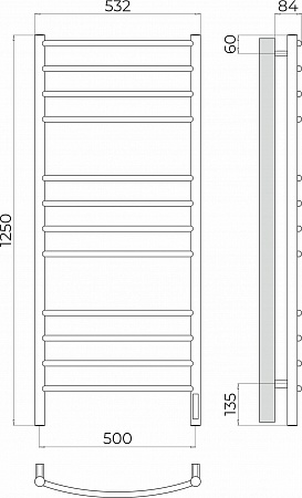 Классик П12 500х1250 Электро (quick touch) Полотенцесушитель TERMINUS Уфа - фото 3