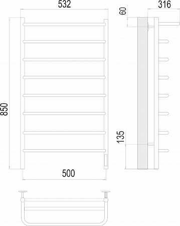 Полка П8 500х850 Электро (quick touch) Полотенцесушитель  TERMINUS Уфа - фото 3