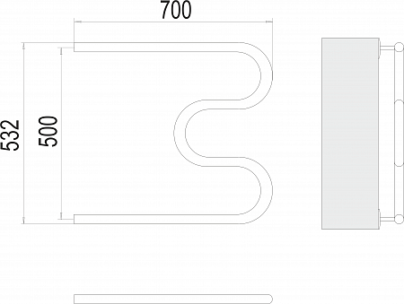 М-обр AISI 32х2 500х700 Полотенцесушитель  TERMINUS Уфа - фото 3