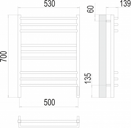 Соренто П9 500х700 электро (sensor quick touch) Полотенцесушитель  TERMINUS Уфа - фото 3