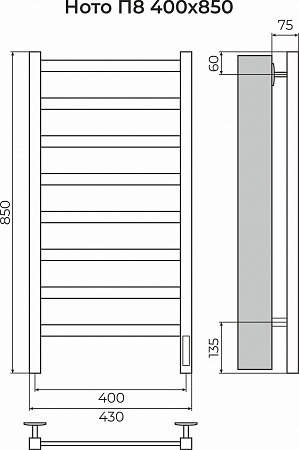 Ното П8 400х850 Электро (quick touch) Полотенцесушитель TERMINUS Уфа - фото 3