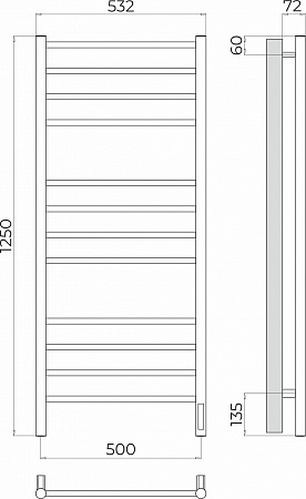 Аврора П12 500х1250 Электро (quick touch) Полотенцесушитель TERMINUS Уфа - фото 3