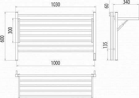 Горизонт П8 1000х600 электро КС ЧЕРНЫЙ МУАР (sensor quick touch) Полотенцесушитель TERMINUS Уфа - фото 5