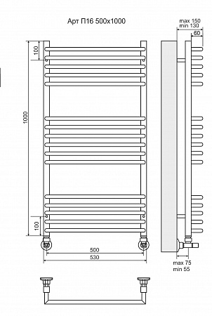 Арт П16 500х1000 Полотенцесушитель  TERMINUS Уфа - фото 3